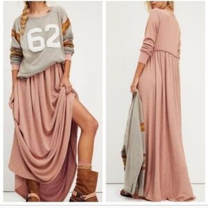 Free People Thermal Knit Maxi Dress Dusty Rose Pink